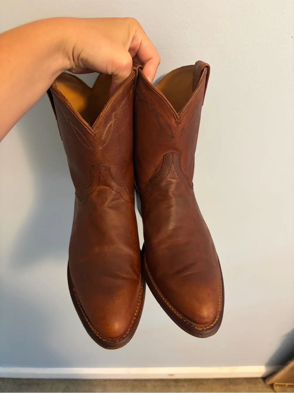 Tecovas Brown Leather Cowboy Ankle Boots